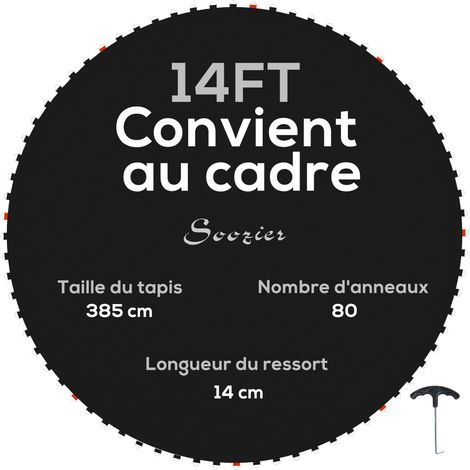 Tapis de rechange pour trampoline tapis de saut de remplacement, compatible trampoline Ø 4,3 m et ressorts de 14 cm (1/5)