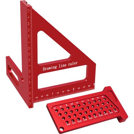 3D-Holzwinkel + T-Bohrschablone, hochpräzises Aluminium-Messwerkzeug, essentielles Holzbearbeitungsset (metrisch/imperial) (1/5)