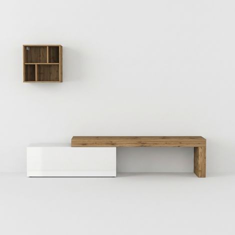 Moderne minimalistische Wohnwand fürs Wohnzimmer Chronos Nr. 15 - Weiß (1/5)