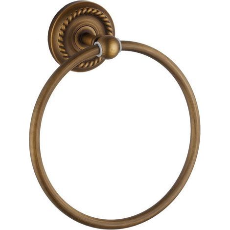 Antique towel ring, retro brass towel holder, vintage towel ring with hole (1/5)