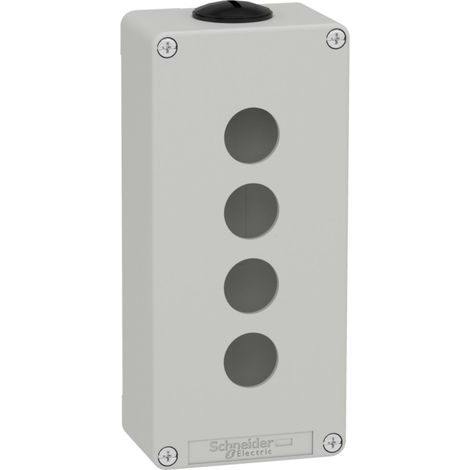 SCHNEIDER graue leere Box mit 4 Löchern, aus strapazierfähigem Material und mit kompaktem Design.