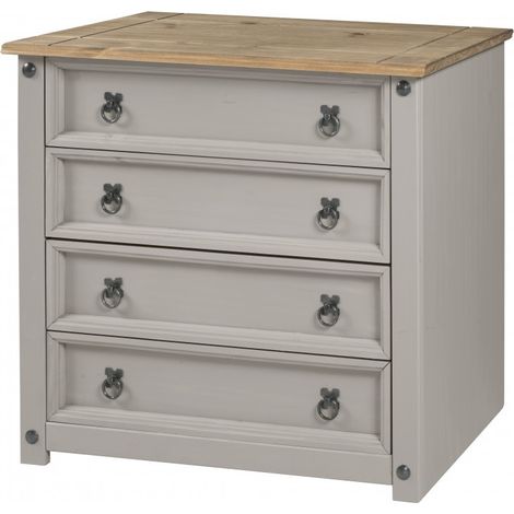 Corona Grey Wax Small 4 Drawer Chest (1/5)