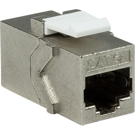 Accoppiatore Cat.6A Keystone 2xRJ45 STP Larghezza solo 14,6 mm Silver (1/4)