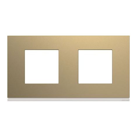 plaque - 2 postes - horizontale - 71 mm - champagne - hager gallery wxp0412