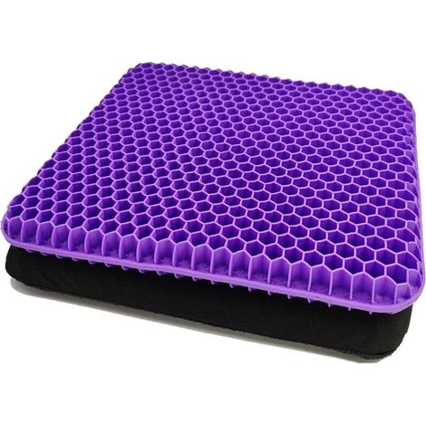 Chair Cushion, Breathable Gel Cushion, Anti-Decubitus Cushion, Pressure Relief Orthopedic Support with Non-Slip Lining for Car/Office/Home/Wheelchair (Purple) (1/5)