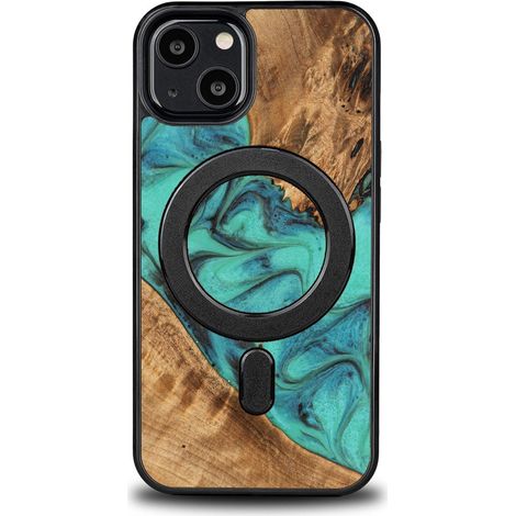 Coque Bewood Unique pour iPhone 13 - Turquoise avec MagSafe (1/5)