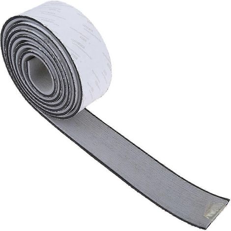 Tapis de pont auto-adhésif en mousse EVA imitation teck, 2400 x 57 mm, pour bateau ou yacht, gris clair et noir. (1/5)