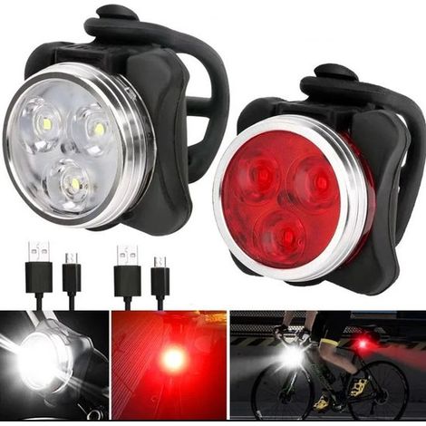 Éclairage vélo LED rechargeable, ensemble feu avant et arrière étanche, lampes de sécurité rouges et blanches pour cyclisme nocturne, marche et éclairage d’urgence (1/5)