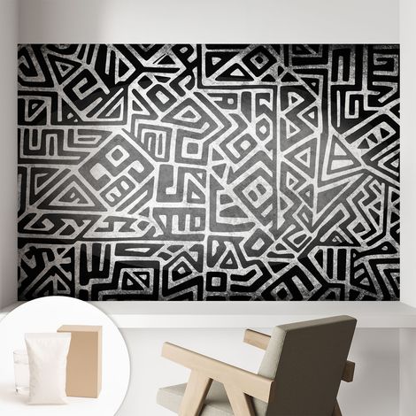 Papier peint intissé décoratif avec motifs pour salon et chambre a motif - Colle incluse gratuite Labyrinthe géométrique 104x70 cm (1/5)