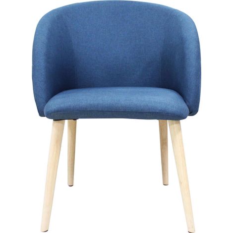 Svita – Chaise rembourrée de salle à manger – Tissu bleu – Accoudoirs – Pieds en bois avec protections de sol – Hauteur d'assise 45 cm (1/3)