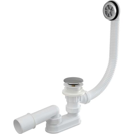 Alca Sistemi di scarico - Set di scarico e troppopieno per vasca da bagno, lunghezza 80 cm, ClickClack, cromo A505CRM-80 (1/2)