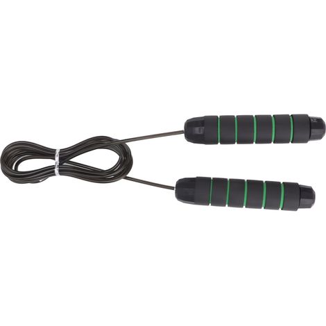 Gewichtetes Springseil zum Kalorienverbrennen, verwicklungsfreier Schaumstoffgriff, 406 g Fitness-Trainingsseil, schwarz und grün (1/4)