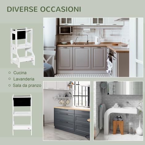 Tableau noir et table Montessori évolutive 2-en-1 blanche en MDF démontable, avec tabouret inclus, pour enfants de 3 à 6 ans (1/5)
