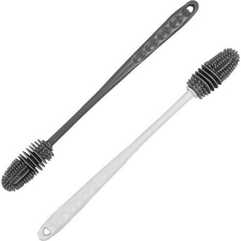 2 Pièces Goupillon Long, Brosse de Nettoyage Réutilisable, Ecouvillon Bouteille, Goupillon Silicone, pour Nettoyer Les Bouteilles, Les Tasses en Verre, Les Thermoses (1/5)