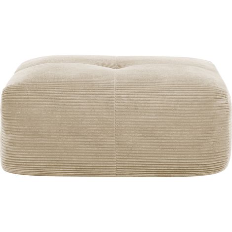 Pouf Ottoman En Tissu Côtelé, Teinte Beige, Meuble D'appoint Décoratif Pour Intérieur, Salon Et Espace De Détente (1/5)