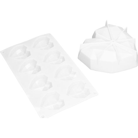 Set mit 2 Silikon-Herzformen in Diamantform für DIY-Backwaren, Kuchen, Schokolade, Eiscreme, einzelnes Herz + acht Herzen (1/5)