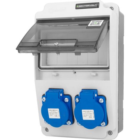 Tableau électrique de chantier XS 2x230 V 16 A, hublot d'inspection, sans dispositifs de sécurité, modèle compact « Erbetka » Doktorvolt DV-6791-D (1/4)