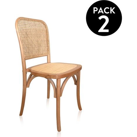Pack 2 sillas de comedor Toscana Rattan - Claro 40,5cm (ancho) x 87,5cm (alto) (1/5)