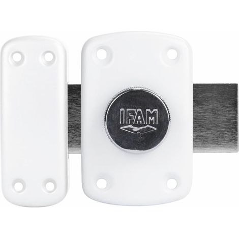 Verrou coulissant B6, boulon rotatif, verrou antivol pour porte, serrure superposée, levier 110 mm, 2 tours, 6 pistons, 3 clés de sécurité, idéal pour portes intérieures, couleur blanche (1/3)