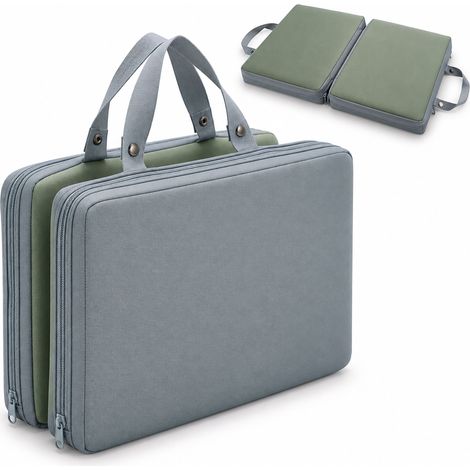 Relaxdays Paraginocchia pieghevole con maniglie, cuscino per ginocchia, rivestimento rimovibile, verde-grigio (1/5)