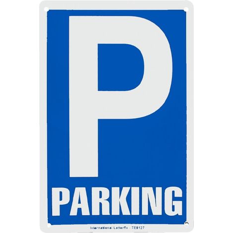 Señal de PVC parking 30x20 cm blanca y azul, resistente a clima, fácil instalación - GIBALTO