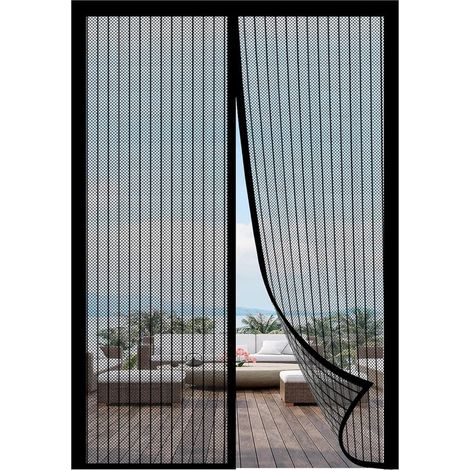 Tenda antizanzare magnetica in poliestere di alta qualità, nera, 100x230 cm. (1/5)