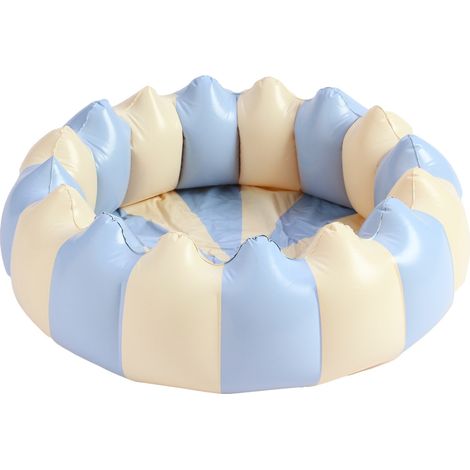 Piscine gonflable ronde rayée bleu crème 120cm, PVC sans BPA, bac à balles pour jeux d’enfants intérieur et terrasse (1/4)