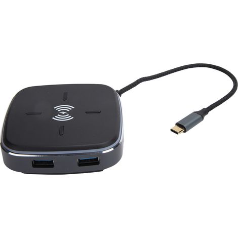 Station d'accueil multifonctionnelle AY95 9-en-1 avec hub USB-C, chargeur sans fil, RJ45, HDMI et alimentation PD60W. (1/5)