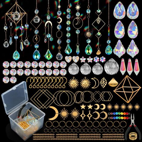 Ensemble DIY de 400 pièces – kit carillon et attrape-rêves – décoration en cristal pour fenêtres et jardin