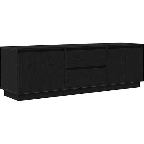 Meuble TV avec éclairage LED rangement 160,5 x 41 x 50 cm style moderne ambiance agréable en bois d'ingénierie noir (1/5)