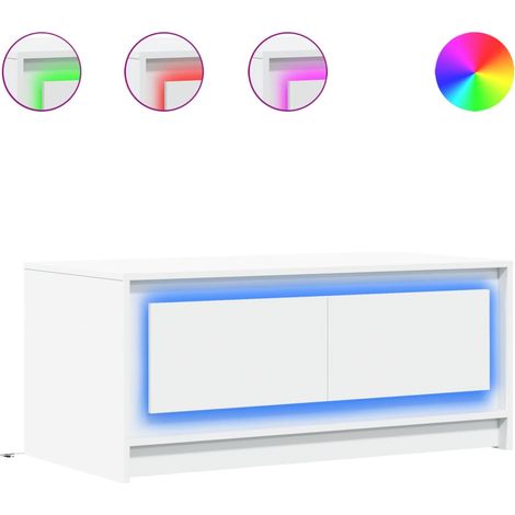 Maison Exclusive - LED-Couchtisch Weiß Holzwerkstoff