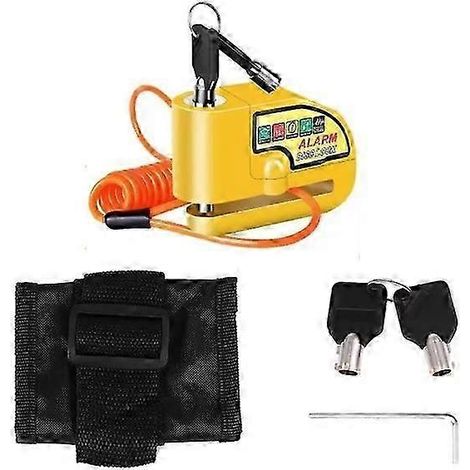 Antivol pour vélo, antivol pour frein à disque de moto, antivol pour moto de classe B, cylindre antivol, alarme antivol, cadenas jaune-AquaForge (1/5)
