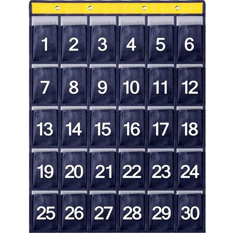 Estuche numerado, 30 bolsillos con soporte de pared para colgar, organizador digital, bolsa de almacenamiento colgante (1/5)