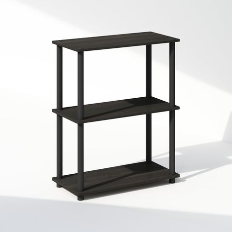 Étagère, Bibliothèque À 3 Niveaux avec Présentoir Compact Multifonctionnel, 29,5 x 60 x 75 cm, Idéale pour Le Salon, La Chambre Ou Le Bureau, Expresso/Noir. (1/5)