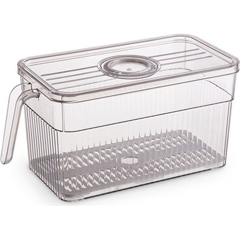 Kühlschrank-Aufbewahrungsbox mit Griff – Großer, transparenter Behälter mit Abtropfschale – PP/PET – 13,5 x 25,5 x 13,4 cm (1/5)