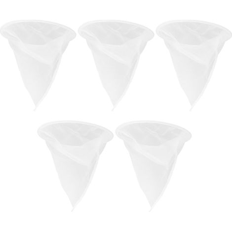 Juego de 5 filtros de miel de nailon de malla ultrafina, tamiz cónico de doble capa de 35x35x30 cm, filtro reutilizable para extracción apícola, compatible con cubos estándar, colador. (1/5)