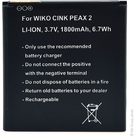 Wiko - Batterie téléphone, smartphone, GSM pour Wiko 3.7V 1800mAh - PEAK 2 (1/3)