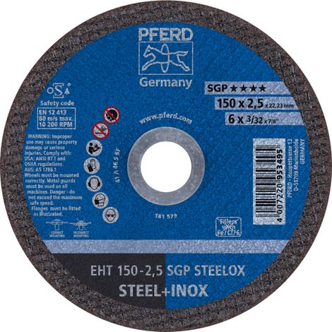 PFERD TOOLS Trennscheibe EHT 150x2,5x22,23 mm gerade Speziallinie SGP STEELOX für Stahl/Edelstahl 25 Stk (1/5)