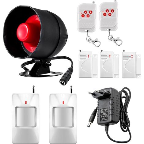 Alarme Maison kit Alarme Anti Intrusion, Sirène Alarme Exterieure 115 DB, Capteur D'Alarme De Porte, Alarme Detecteur De Mouvement Et TéLéCommande (1/5)