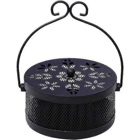 Support pour spirale anti-moustiques, brûleur d'encens portable rétro pour la maison et le jardin (1 pièce, noir) (1/5)