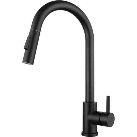 Robinet d'évier de cuisine en acier inoxydable érable, robinet extractible monotrou, avec filtre à eau chaude et froide. (1/5)