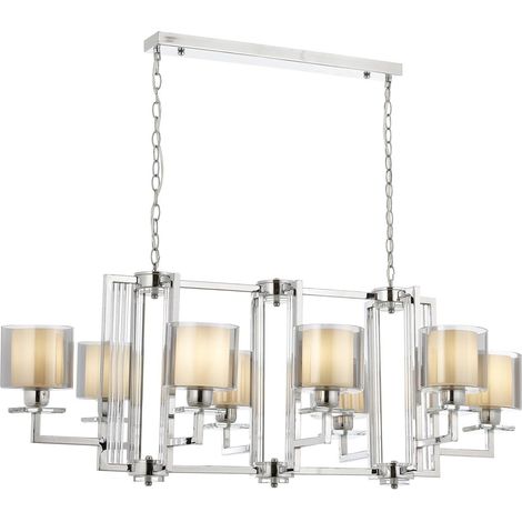 Lustre chromé, 100 cm de hauteur x 110 cm de largeur x 60 cm de profondeur 8 douilles E14, max. 40 W Design moderne pour les intérieurs élégants