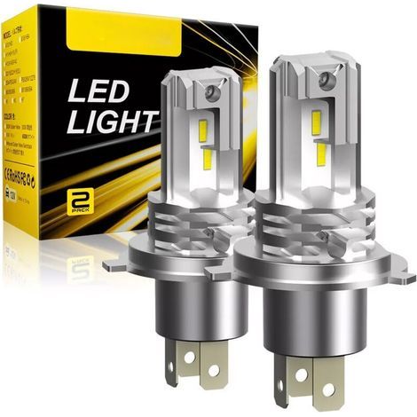 Ampoule LED H4 6500K Lumière Blanche Forte, 400% Plus Lumineuse,Adaptée Pour Ampoule De Phare De Voiture,DC 12V,1:1 Plug And Play (2 Ampoules) (1/5)