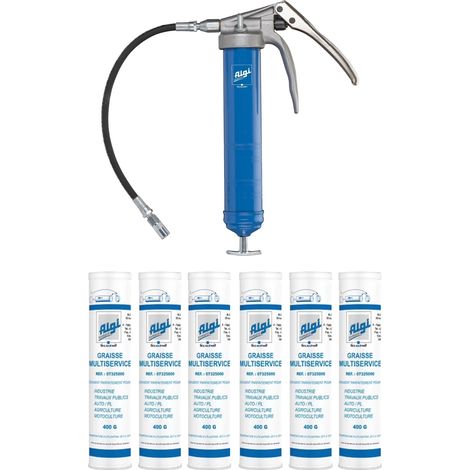 ALGI EQUIPEMENT Pistolet de graissage Pro + 6 cartouches de graisse 400gr ep2 multi service
