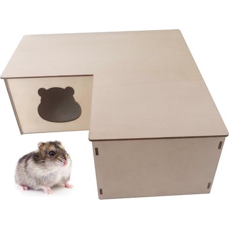 Maison en bois pour hamster, toit amovible, pour jeunes cobayes et autres petits animaux (1/4)