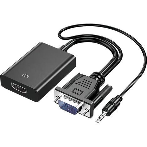 1 Adaptateur VGA vers HDMI, 1080P HD Convertisseur, Câble Audio 3,5 mm, Alimentation USB, pour PC Laptop HDTV (1/5)