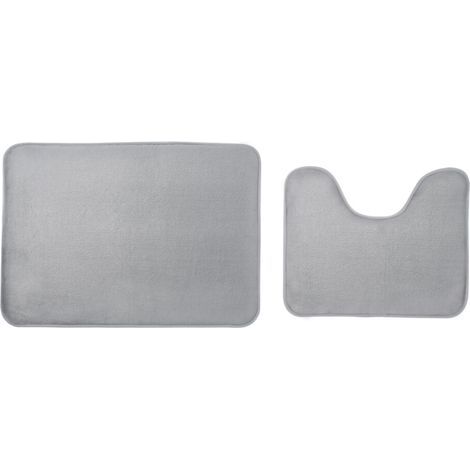 Tapis de bain en mousse à mémoire de forme avec dessous antidérapant, dessus en flanelle extra douce, envers imperméable ultra absorbant pour cuisine, salle de bain, douche et baignoire. (1/5)