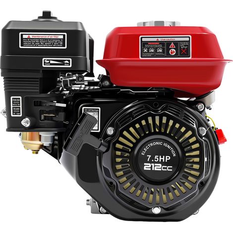 Moteur thermique 4 temps, 7,5 CV - Moteur à essence 212 cc, OHV, monocylindre, refroidi par air, démarrage à rappel, alarme huile basse, pour tondeuse, pompe et générateur (1/5)