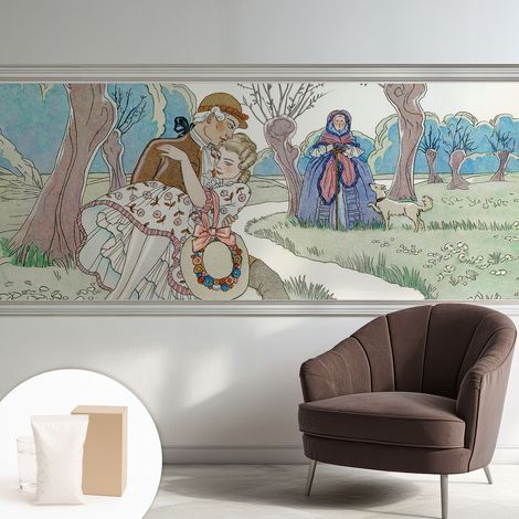 Papier peint intissé avec imprimé installation simple qualité excellente sans désordre - Colle incluse gratuite Scène romantique 250x104 cm (1/5)
