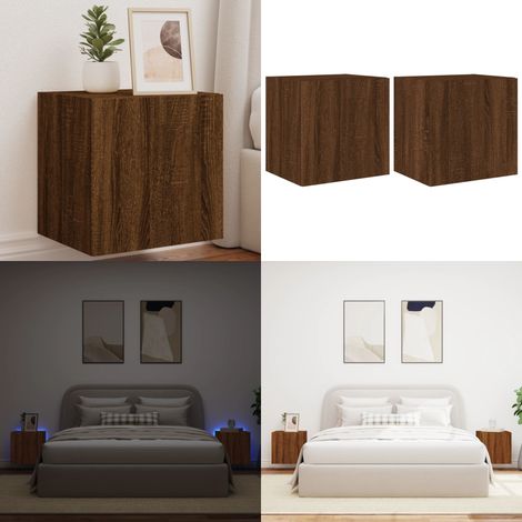 TV-Wandschränke mit LED-Leuchten 2 Stk. Braun Eichen-Optik - TV-Schrank - Holzschrank - Regal - Wohnzimmer Deko - Fernseherregal - Home & Living (1/5)